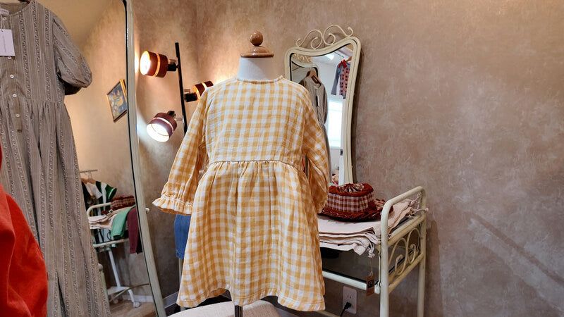 【ORGANIC ZOO新作】ハニカムギンガム・フィールドドレス｜海外子供服yonka