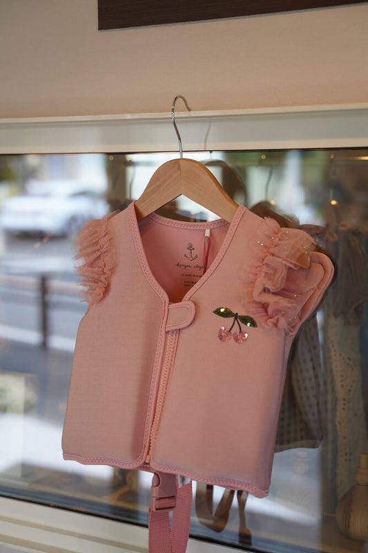 「かわいい！」が止まらない、ベビーの水遊びコーデ【Konges Sløjd 】PIPER SWIM VEST - POWDER PINK