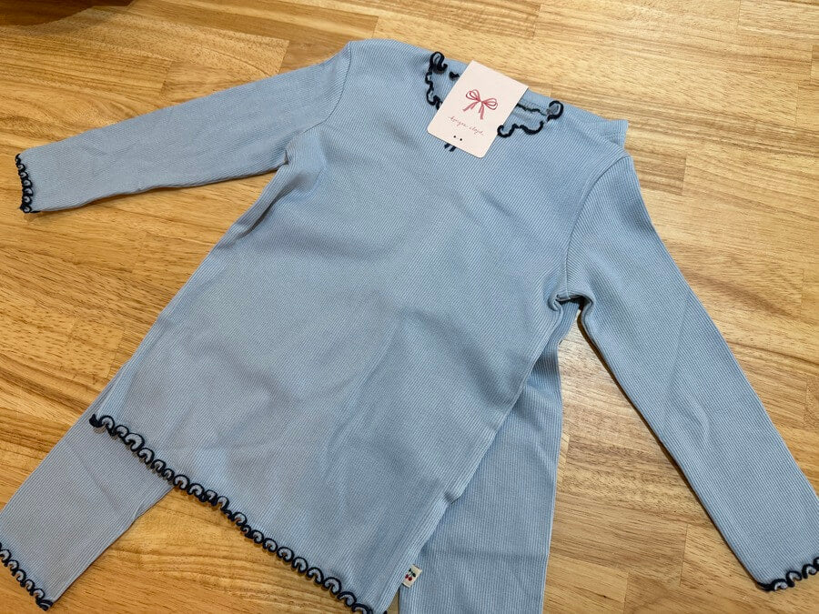BLUE FOGの静けさに、とろける肌ざわり｜Konges Sløjd リブセットアップ