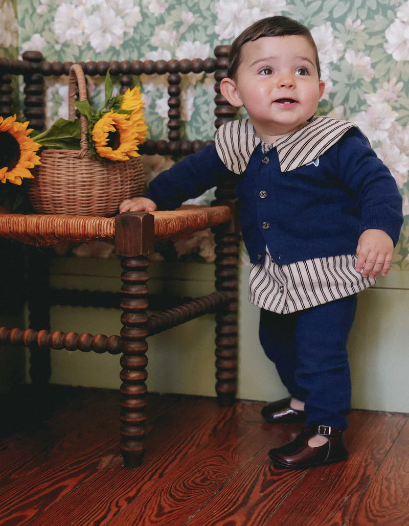 【LOIR PARIS】LORETTE - BEIGE FLOCKED STRIPES