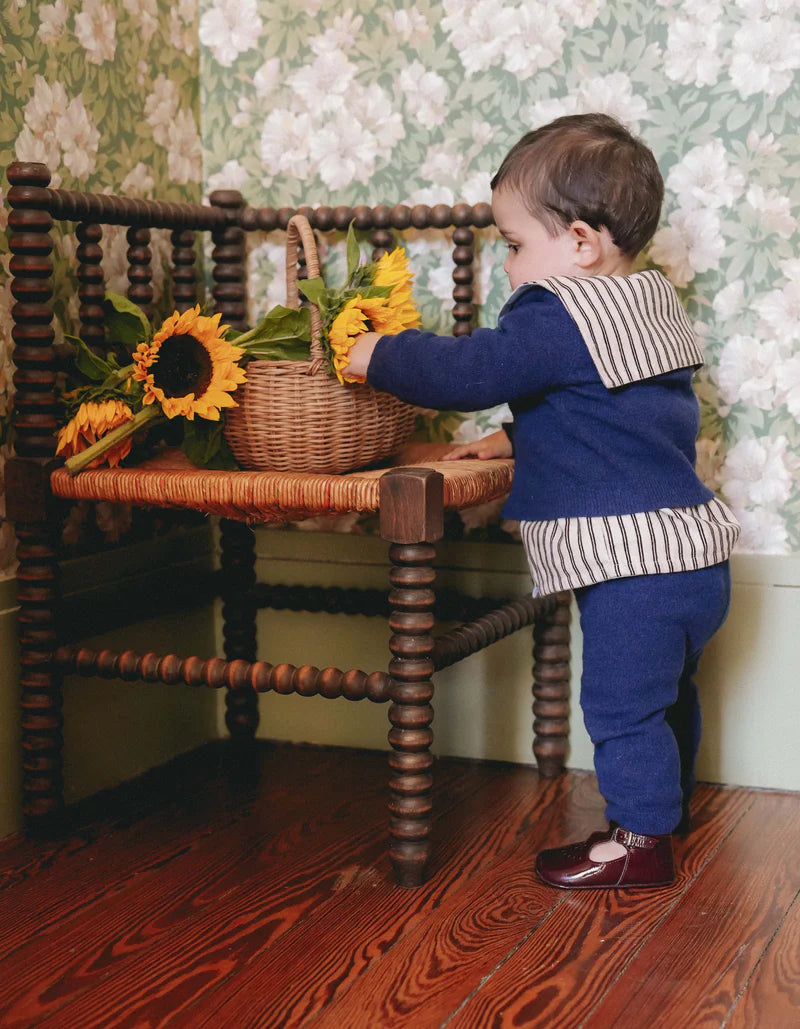 【LOIR PARIS】LORETTE - BEIGE FLOCKED STRIPES