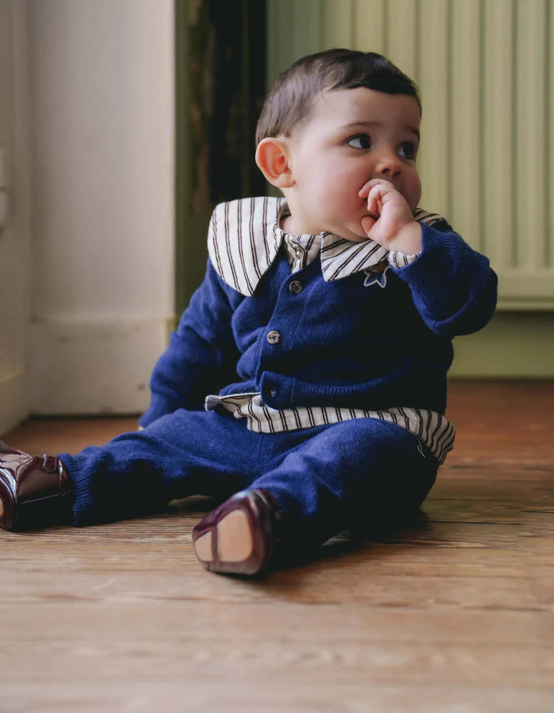 【LOIR PARIS】LORETTE - BEIGE FLOCKED STRIPES