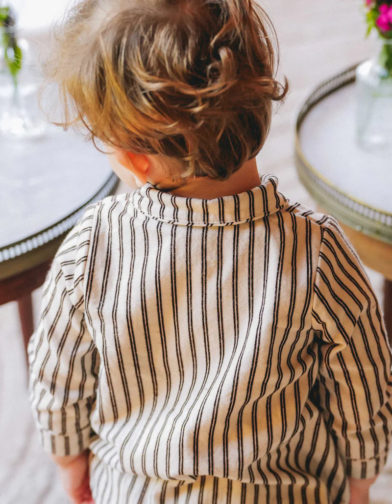 【LOIR PARIS】ORSO - BEIGE FLOCKED STRIPES