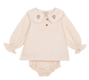 Ivory embroidered blouse and bloomer set newborn
