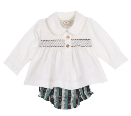 Mariana Ivory embroidered blouse and bloomer set newborn