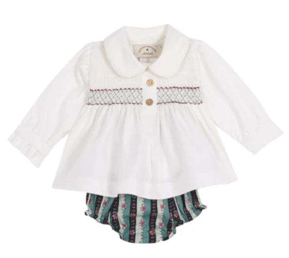 Mariana Ivory embroidered blouse and bloomer set newborn