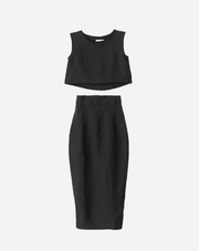 【Son and Daughter】Capri Linen Sets - Adult In Color Black