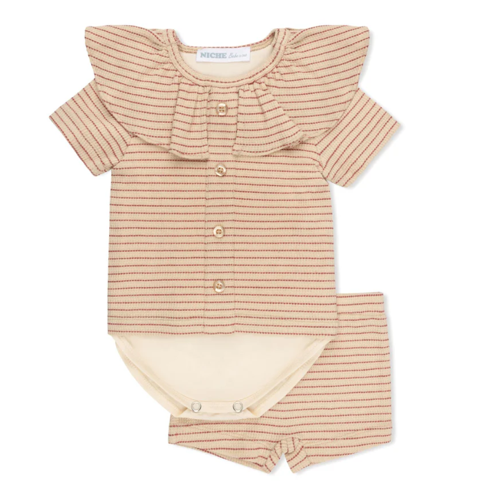 【NICHE BEBE】Magenta Faux Cardigan Set