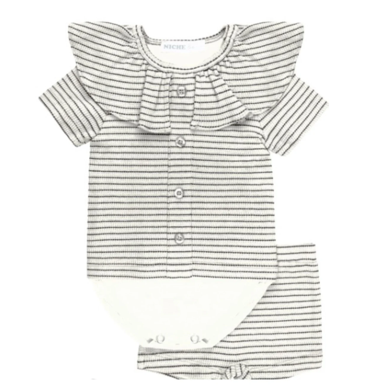 【NICHE BEBE】White Faux Cardigan Set