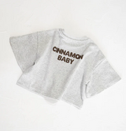 【CinnamonBaby】Grey Marle Puff Oversized Tee