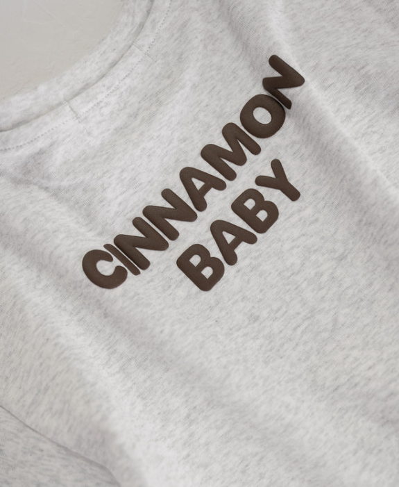 【CinnamonBaby】Grey Marle Puff Oversized Tee