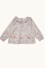 【Marie Puce】Blouse Olympe en Liberty Donna Leigh Bleu