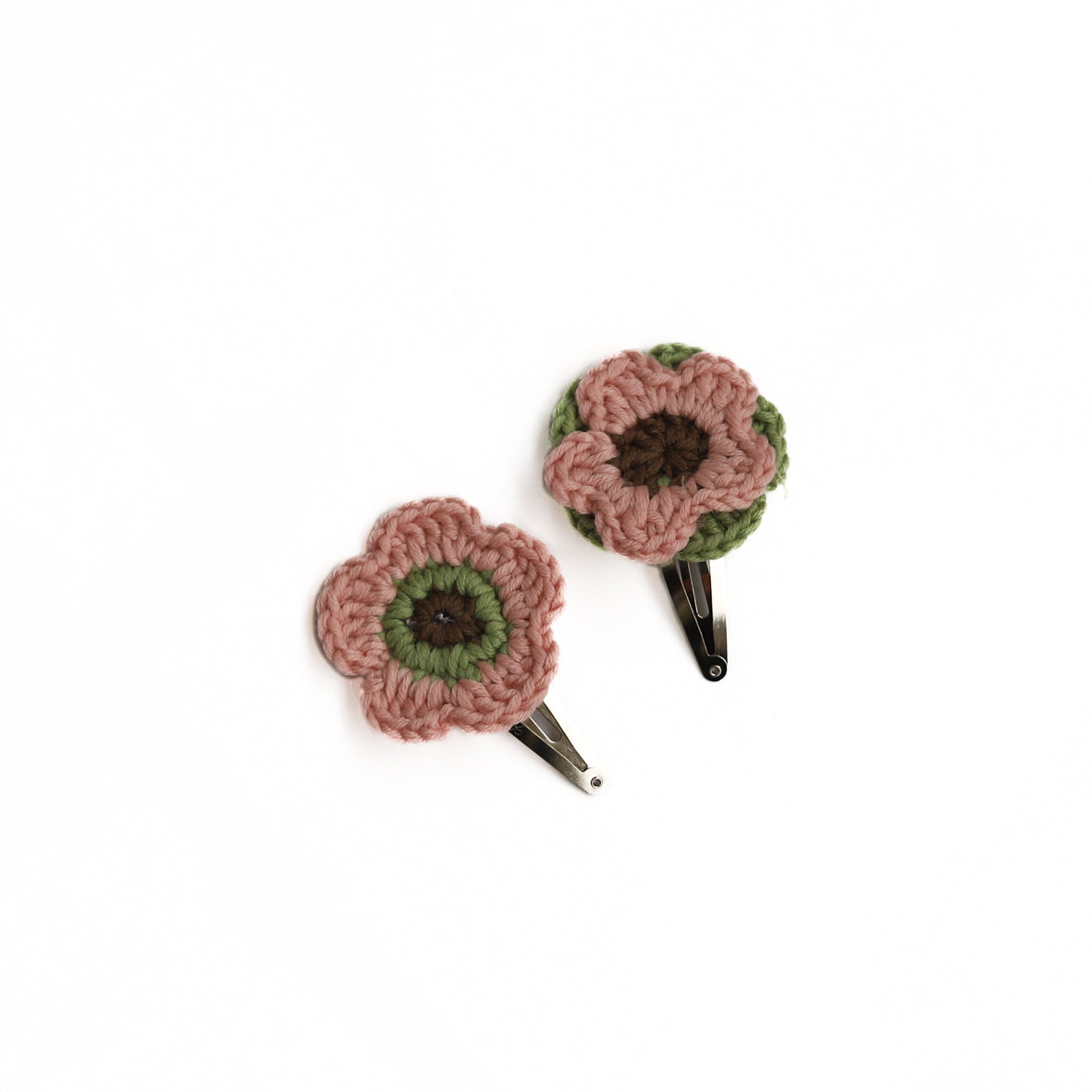【kalinka】Flower Clip Set - Moss/Flamingo