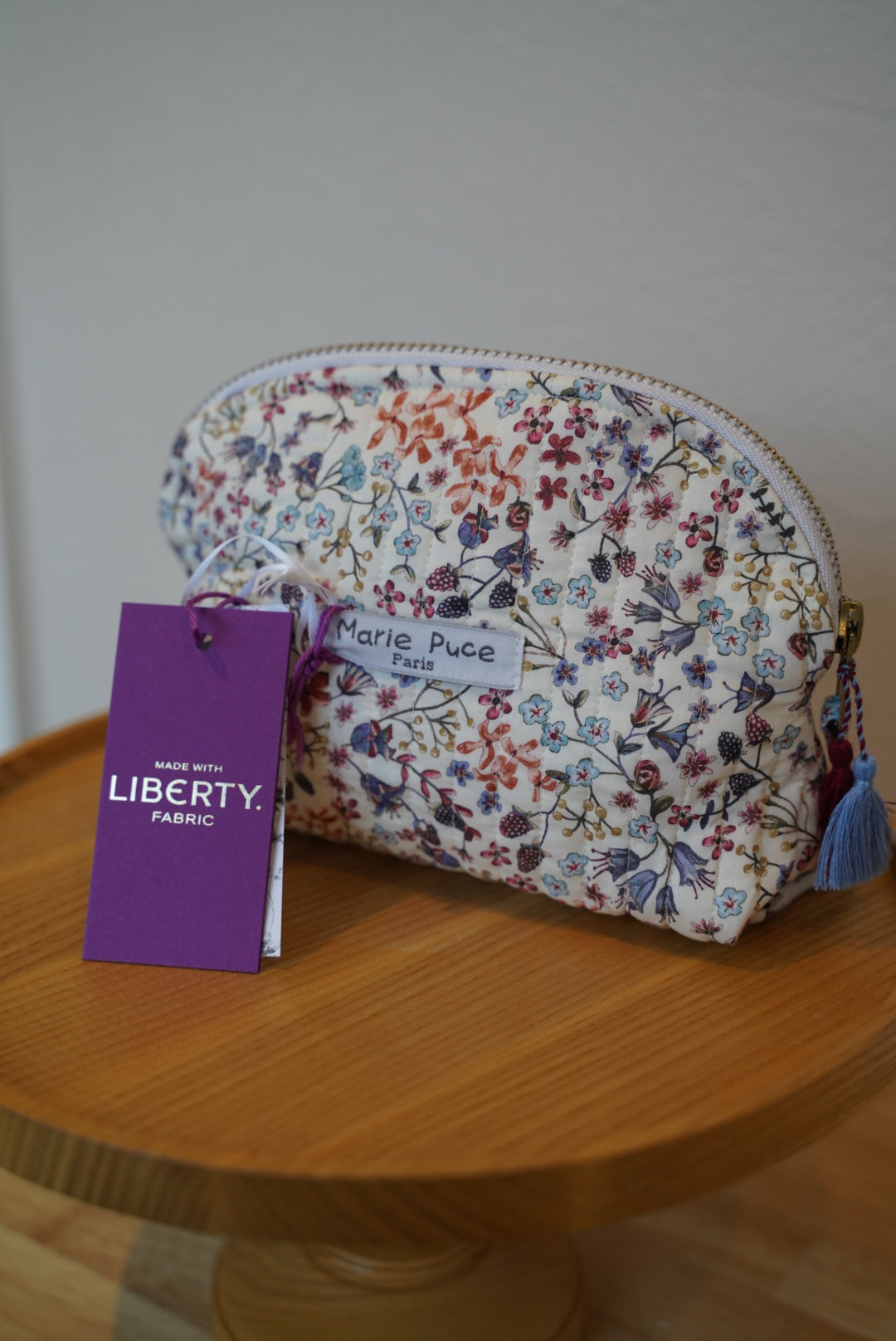 【Marie Puce】Trousse petit modèle en Liberty Donna Leigh Bleu