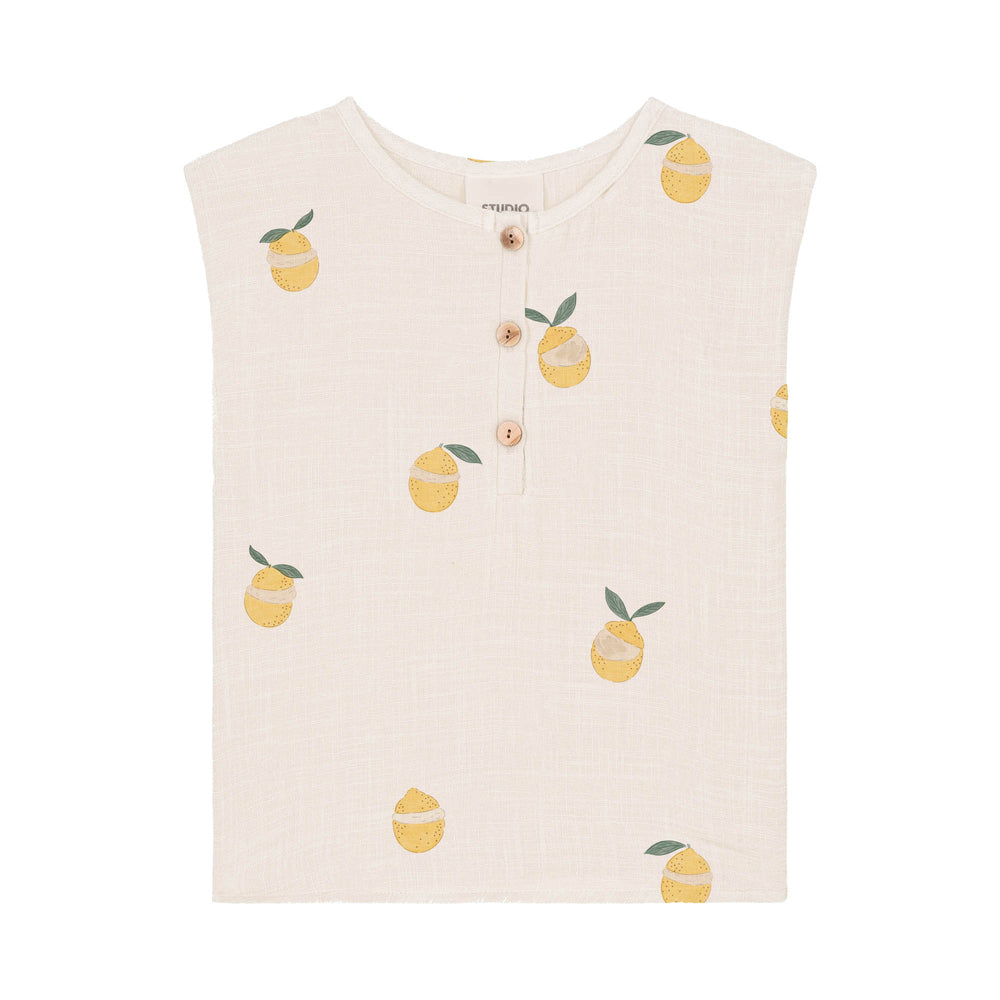 【STUDIO BOHEME】BLOUSE ROMAN - OFF WHITE / LEMON