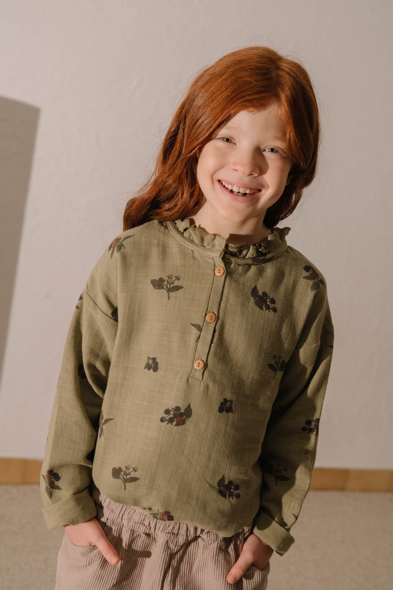 【STUDIO BOHEME】OLYMPE BLOUSE - GREEN ALOE / BLACKBERRIES
