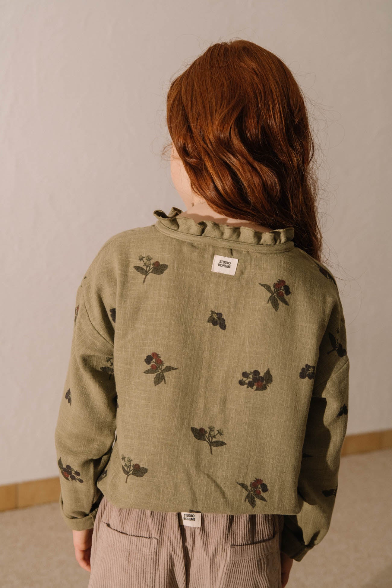 【STUDIO BOHEME】OLYMPE BLOUSE - GREEN ALOE / BLACKBERRIES