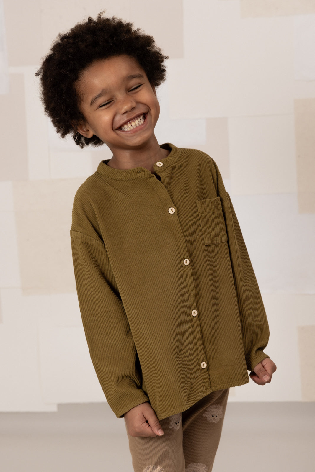【STUDIO BOHEME】JIM SHIRT - GREEN NUTRIA