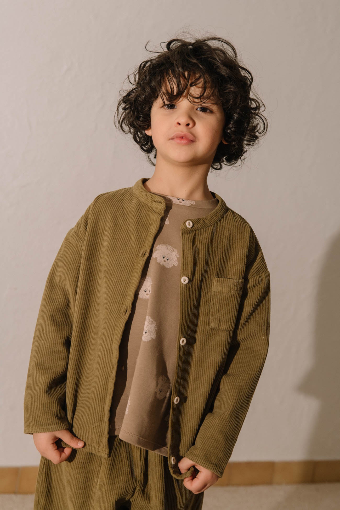 【STUDIO BOHEME】JIM SHIRT - GREEN NUTRIA