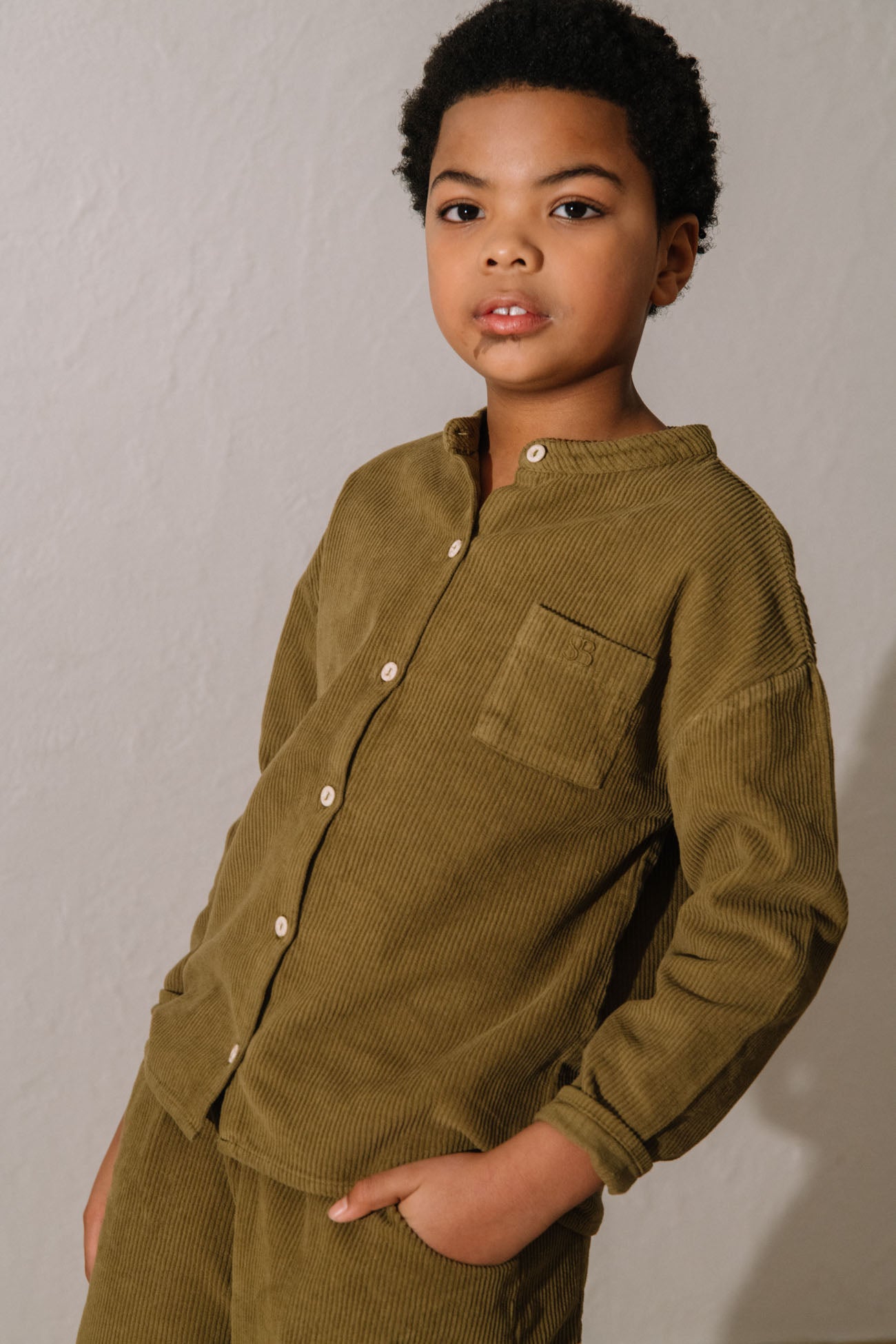 【STUDIO BOHEME】JIM SHIRT - GREEN NUTRIA