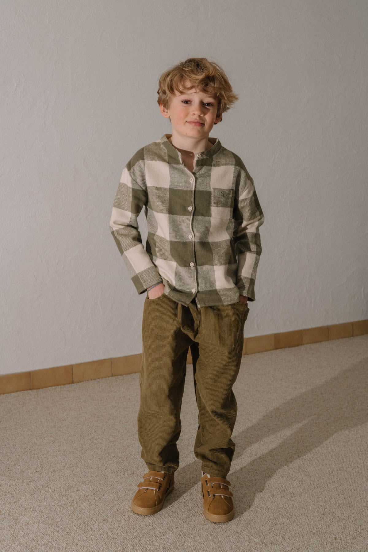 【STUDIO BOHEME】JIM SHIRT - KAKI GINGHAM