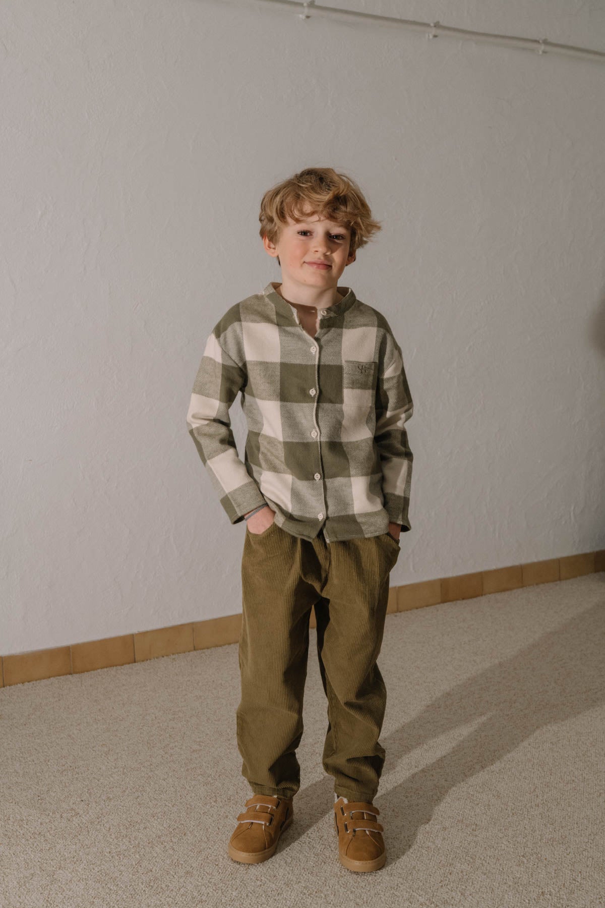【STUDIO BOHEME】JIM SHIRT - KAKI GINGHAM