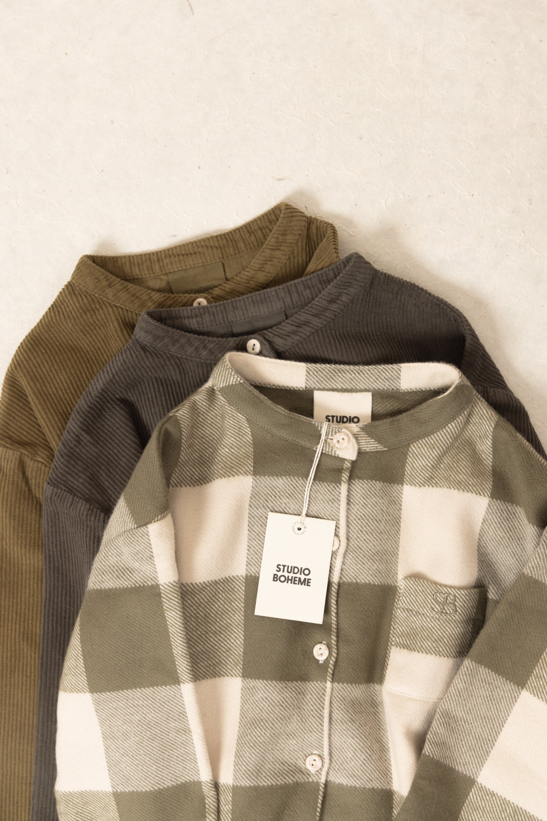 【STUDIO BOHEME】JIM SHIRT - KAKI GINGHAM