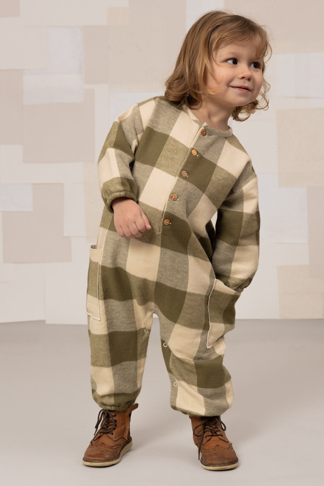 【STUDIO BOHEME】BIG PAPI JUMPSUIT - KAKI GINGHAM
