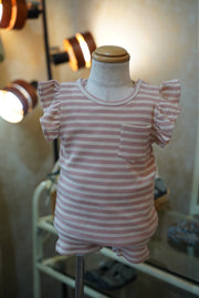 【NICHE BEBE】Pink Flutter Sleeve Set