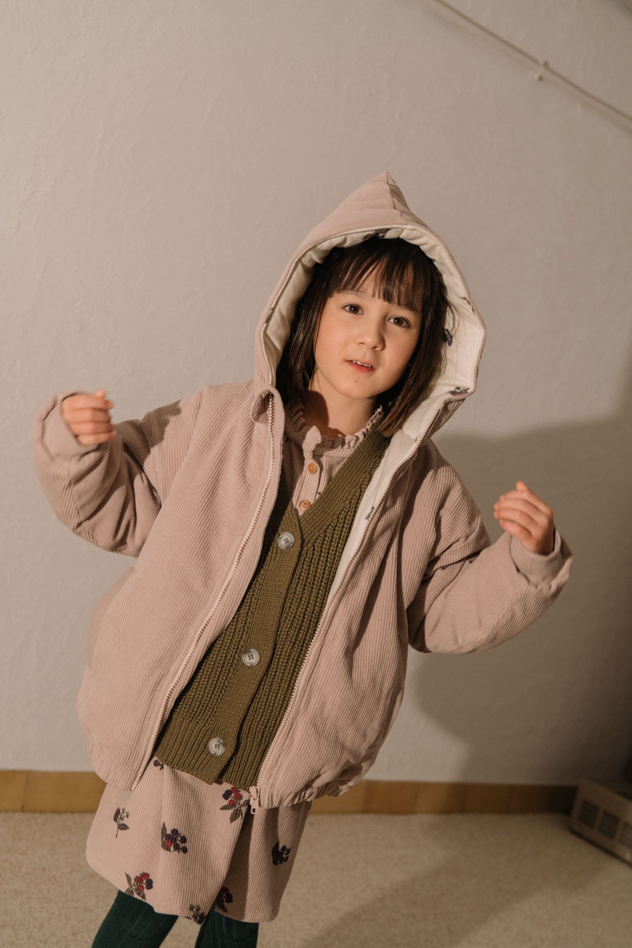【STUDIO BOHEME】FRIO COAT - LIGHT MAUVE - Print BLACKBERRIES inside
