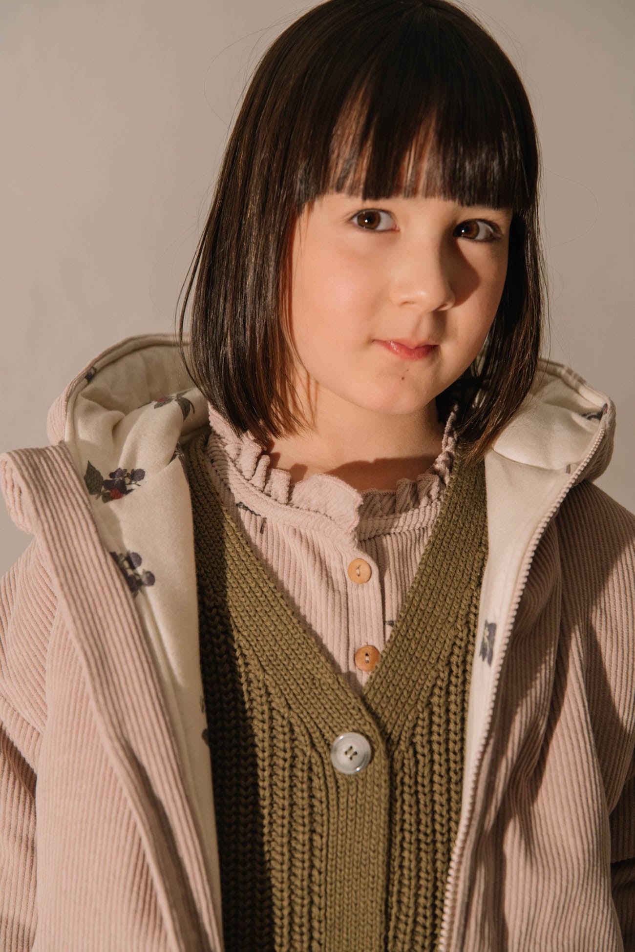 【STUDIO BOHEME】FRIO COAT - LIGHT MAUVE - Print BLACKBERRIES inside