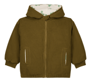 【STUDIO BOHEME】FRIO COAT - LIGHT MAUVE - GREEN NUTRIA - Print CLOVERS inside