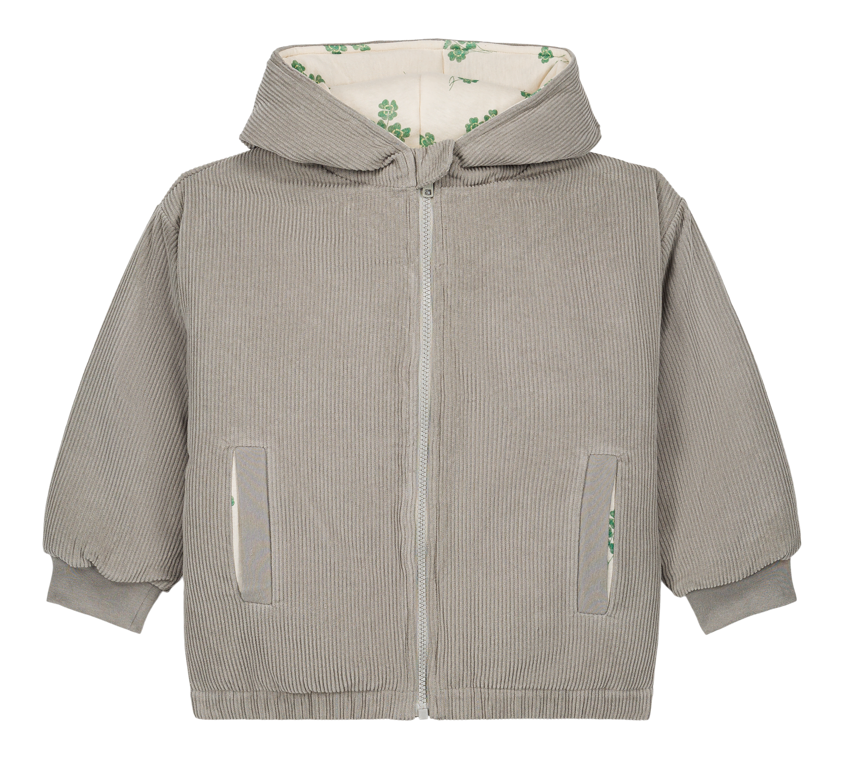 【STUDIO BOHEME】FRIO COAT - LIGHT MAUVE - GREY - Print CLOVERS inside