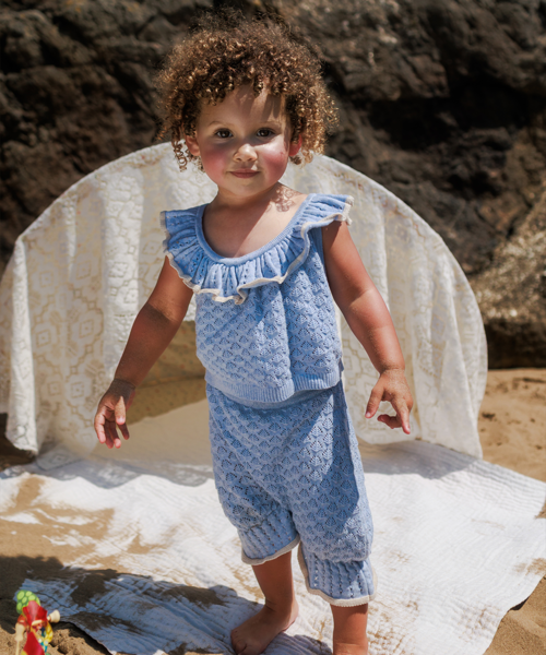 【MABLI】ELENA VEST + BLOOMERS SET - LIGHT CHAMBRA