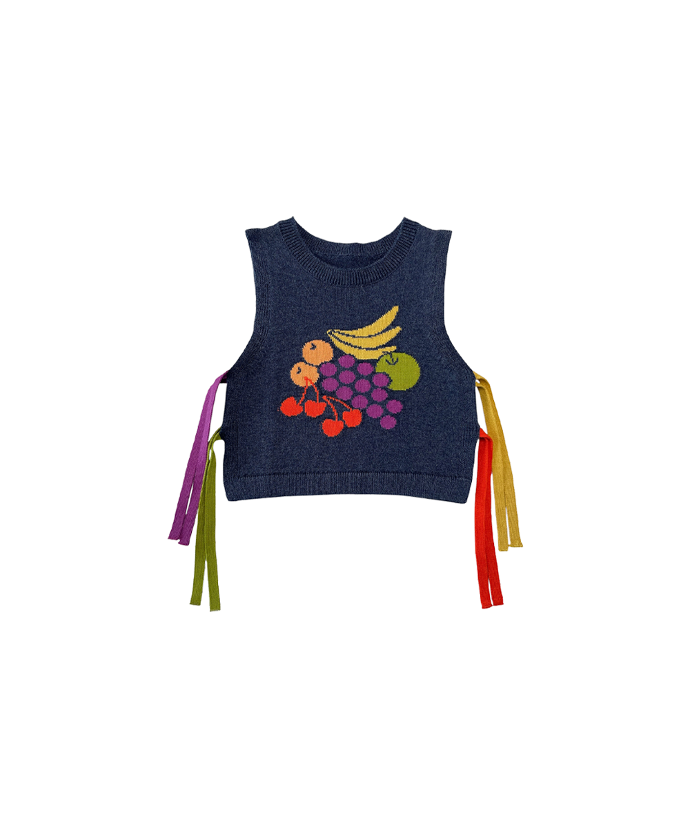 【MABLI】FRUIT BOWL VEST - DENIM MELANGE