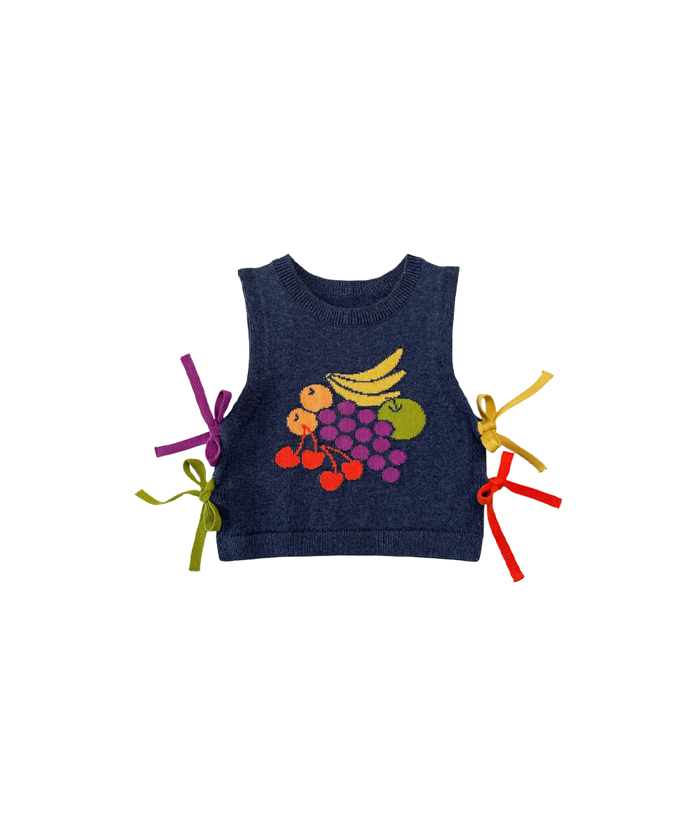 【MABLI】FRUIT BOWL VEST - DENIM MELANGE