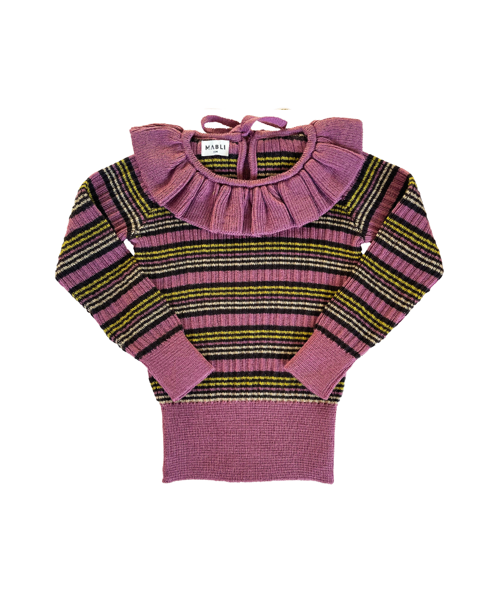 【MABLI】CASSIE SKINNY RIB - DAMSON STRIPE