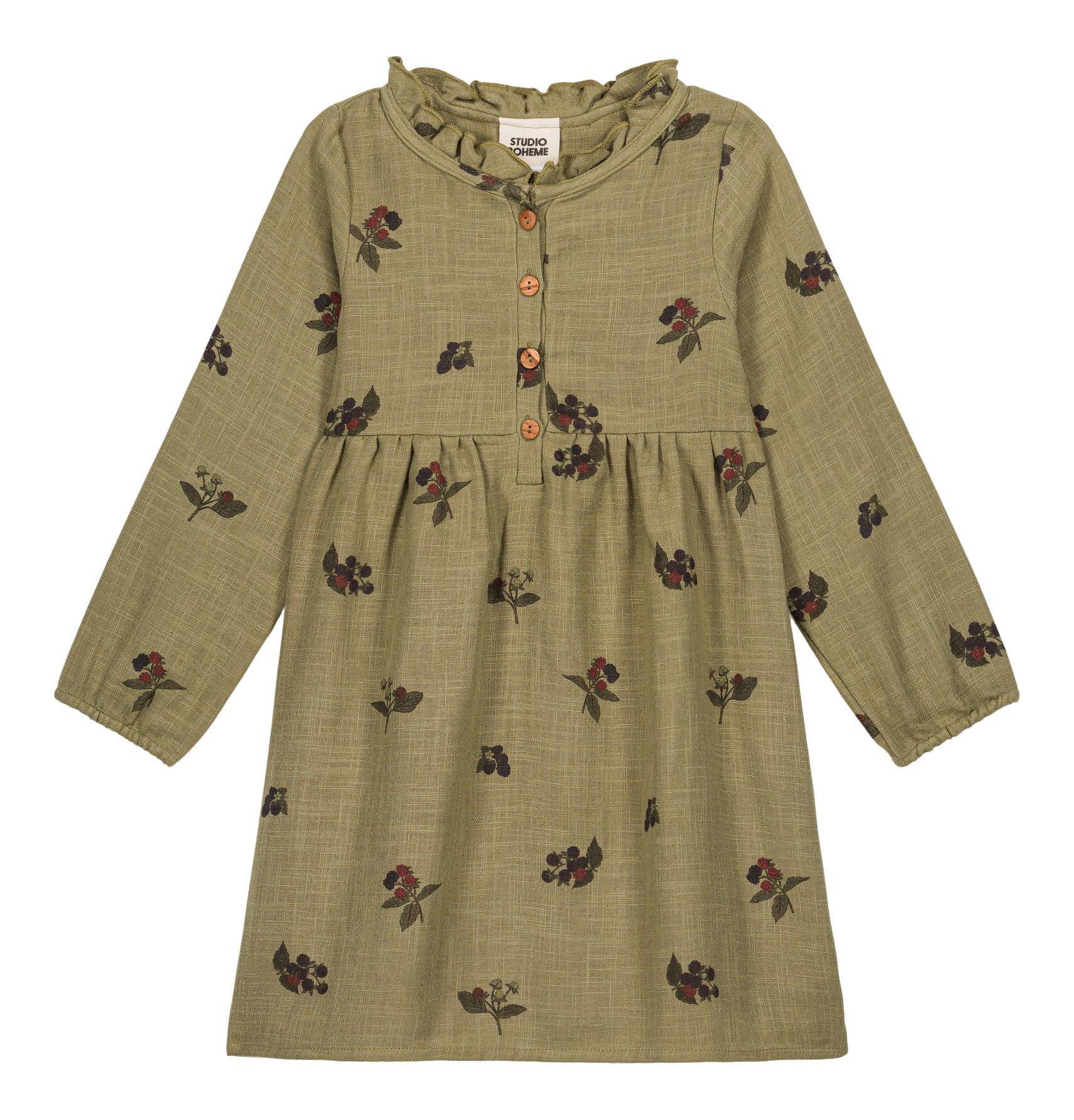 【STUDIO BOHEME】VERMONT DRESS -  GREEN ALOE  / BLACKBERRIES