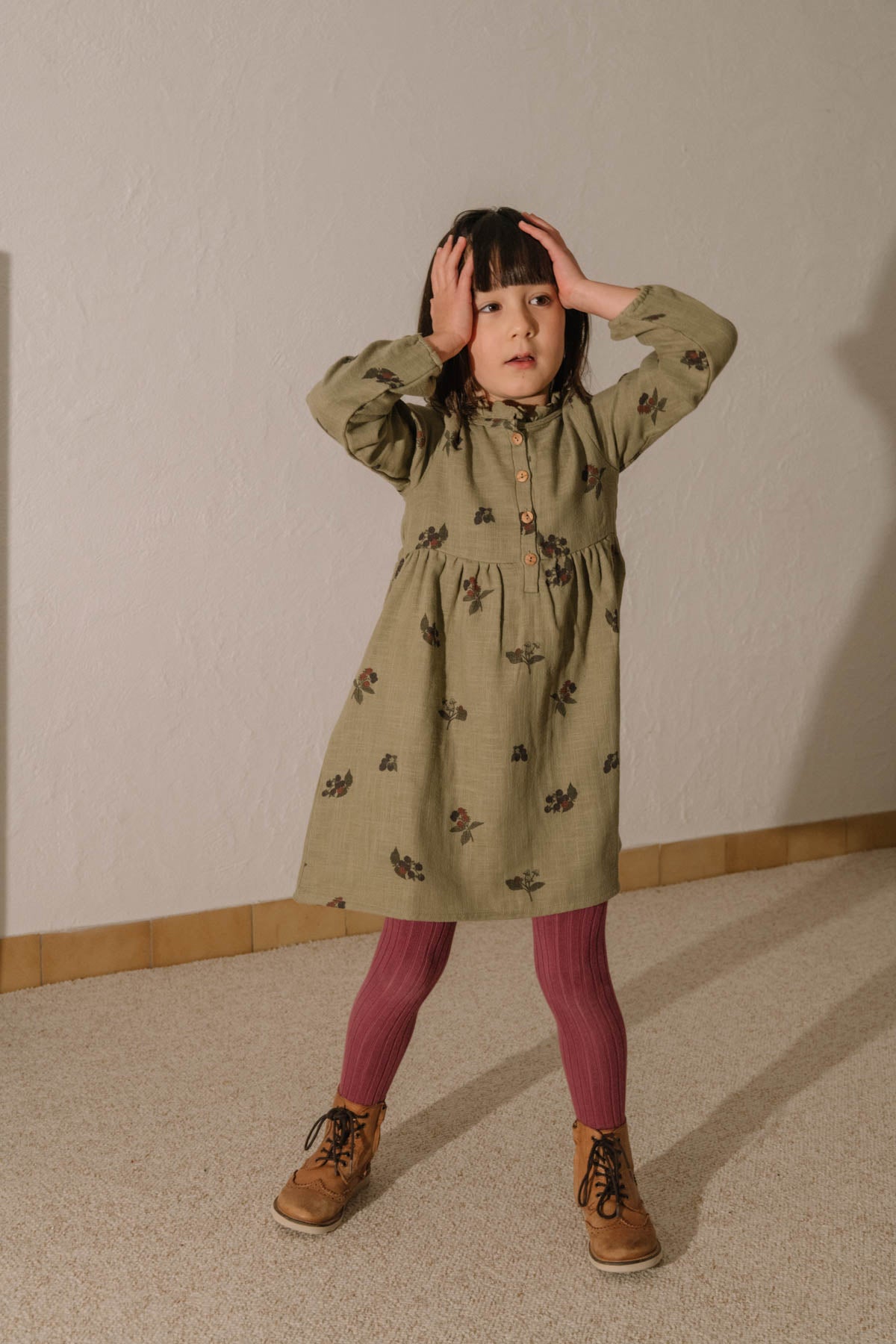 【STUDIO BOHEME】VERMONT DRESS -  GREEN ALOE  / BLACKBERRIES