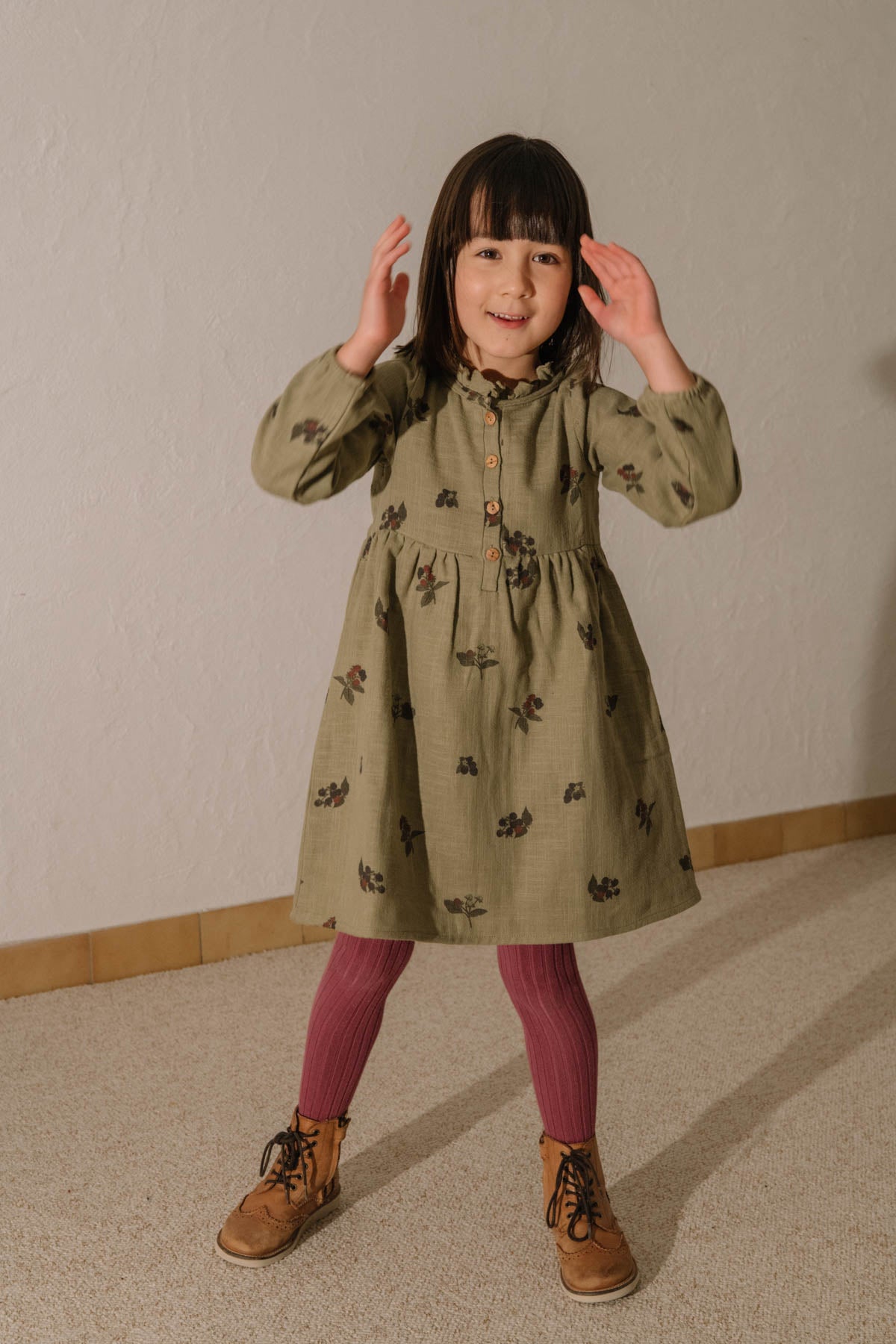 【STUDIO BOHEME】VERMONT DRESS -  GREEN ALOE  / BLACKBERRIES