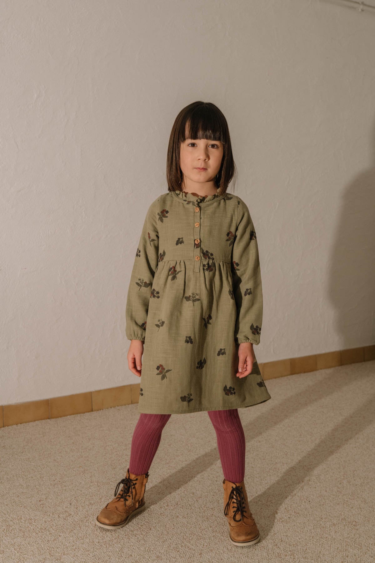 【STUDIO BOHEME】VERMONT DRESS -  GREEN ALOE  / BLACKBERRIES