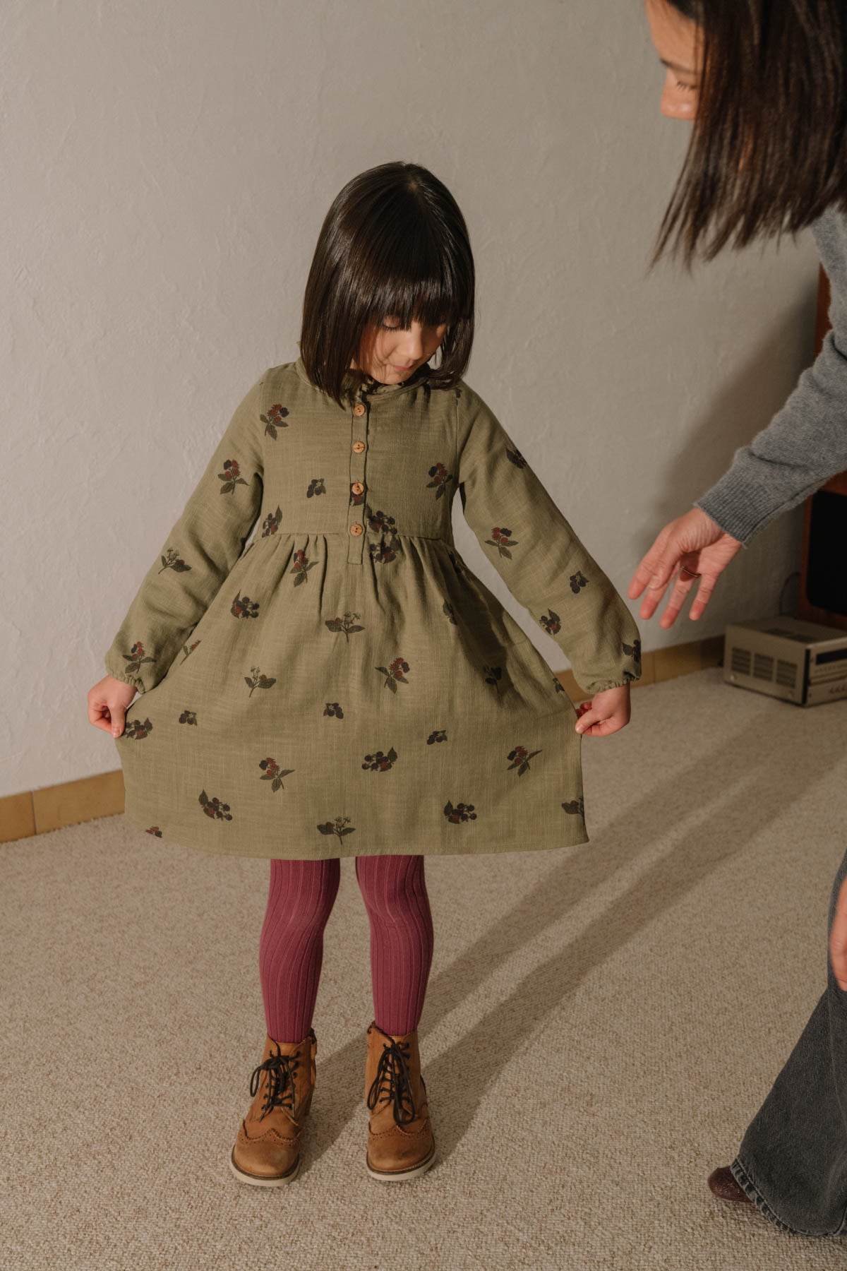 【STUDIO BOHEME】VERMONT DRESS -  GREEN ALOE  / BLACKBERRIES