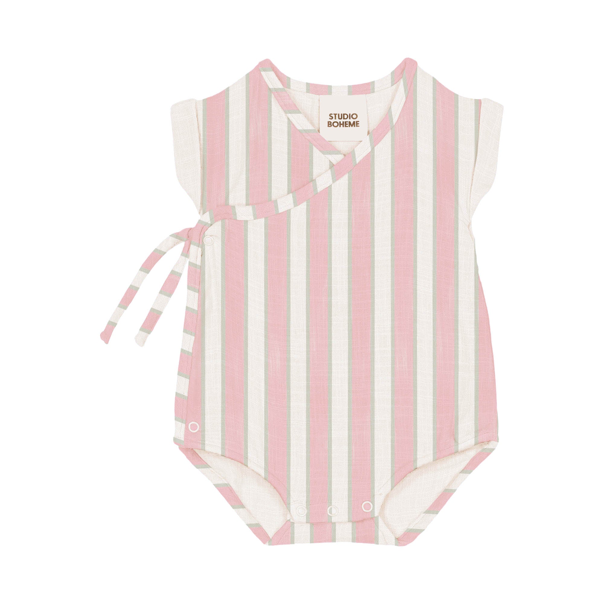 【STUDIO BOHEME】ROMPER NUAGE - STRAWBERRY / PISTACHIO STRIPES