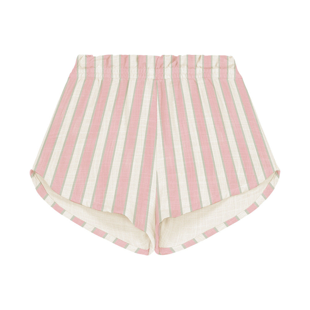 【STUDIO BOHEME】SHORTS GEORGETTE - STRAWBERRY / PISTACHIO STRIPES