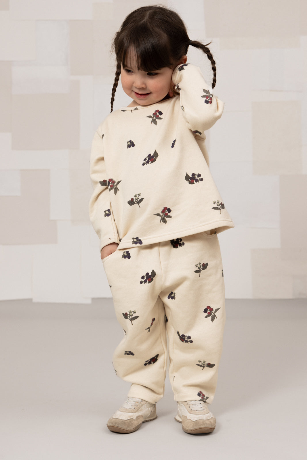 【STUDIO BOHEME】CARROT PANTS - ECRU / BLACKBERRIES