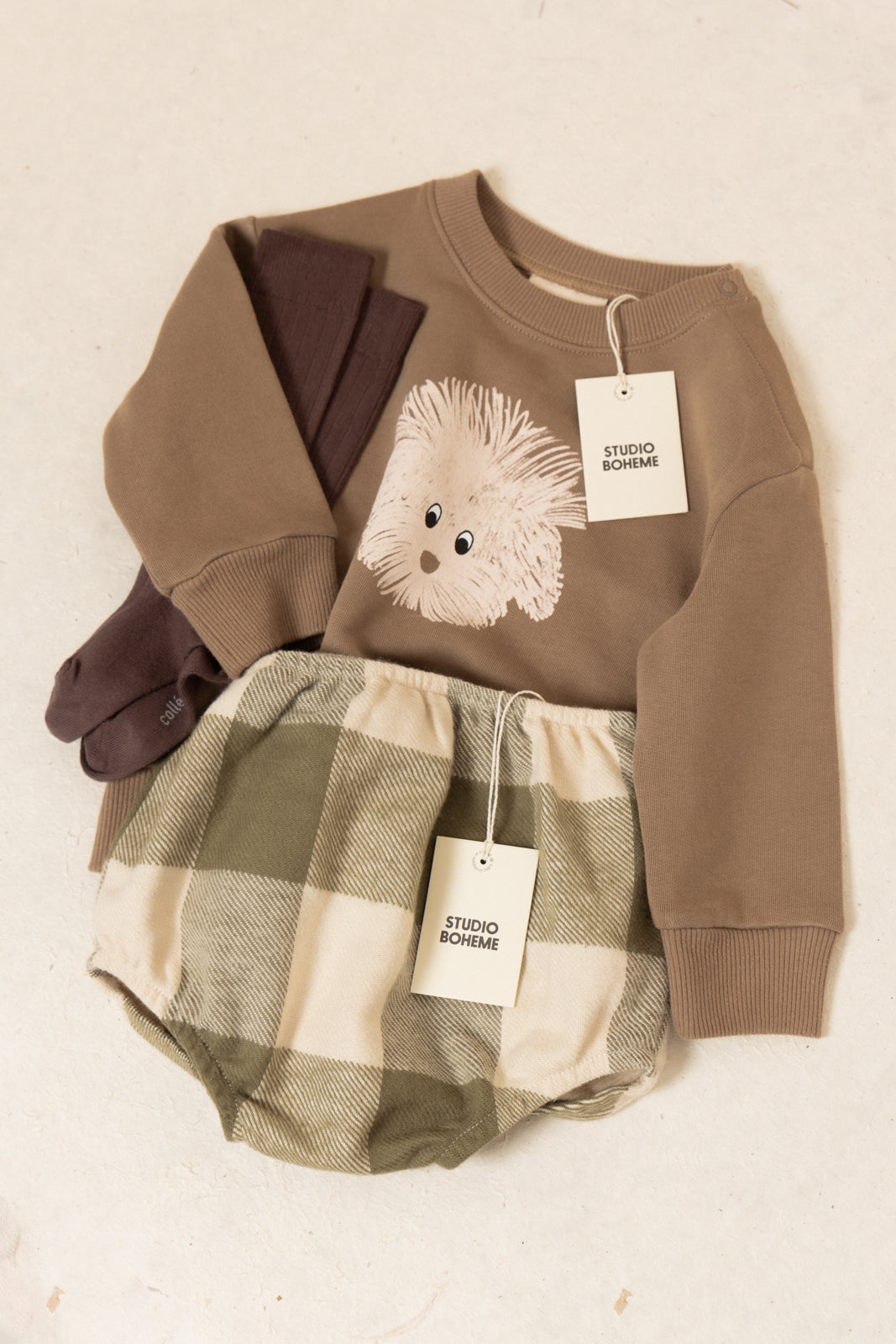 【STUDIO BOHEME】AMI BLOOMER - KAKI GINGHAM