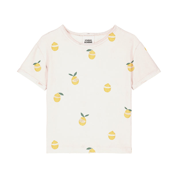 Studio Boheme TSHIRT ESSENTIAL サンド／レモン バイカラーTシャツ 着用イメージ