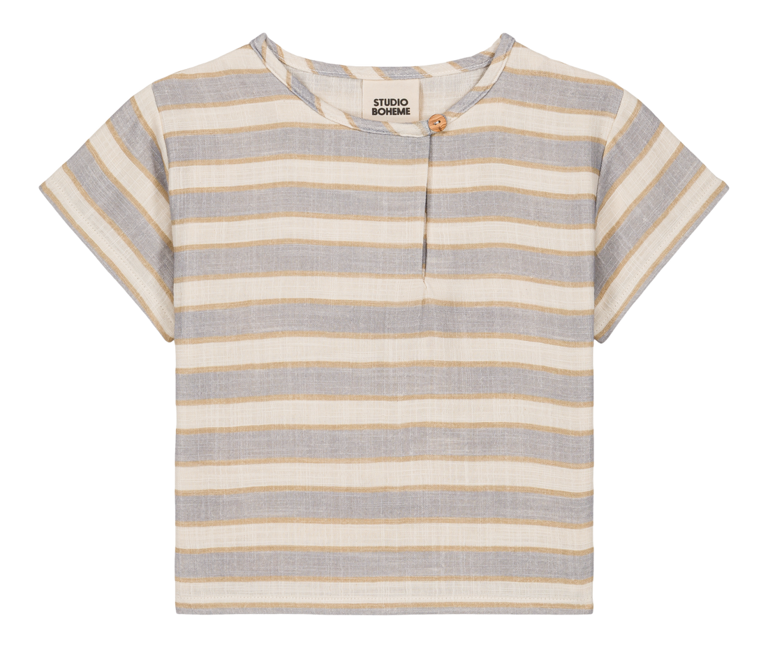 【STUDIO BOHEME】T-SHIRT ORSO - BLUE / GOLD STRIPES