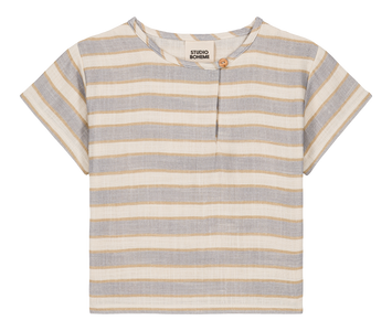 【STUDIO BOHEME】T-SHIRT ORSO - BLUE / GOLD STRIPES