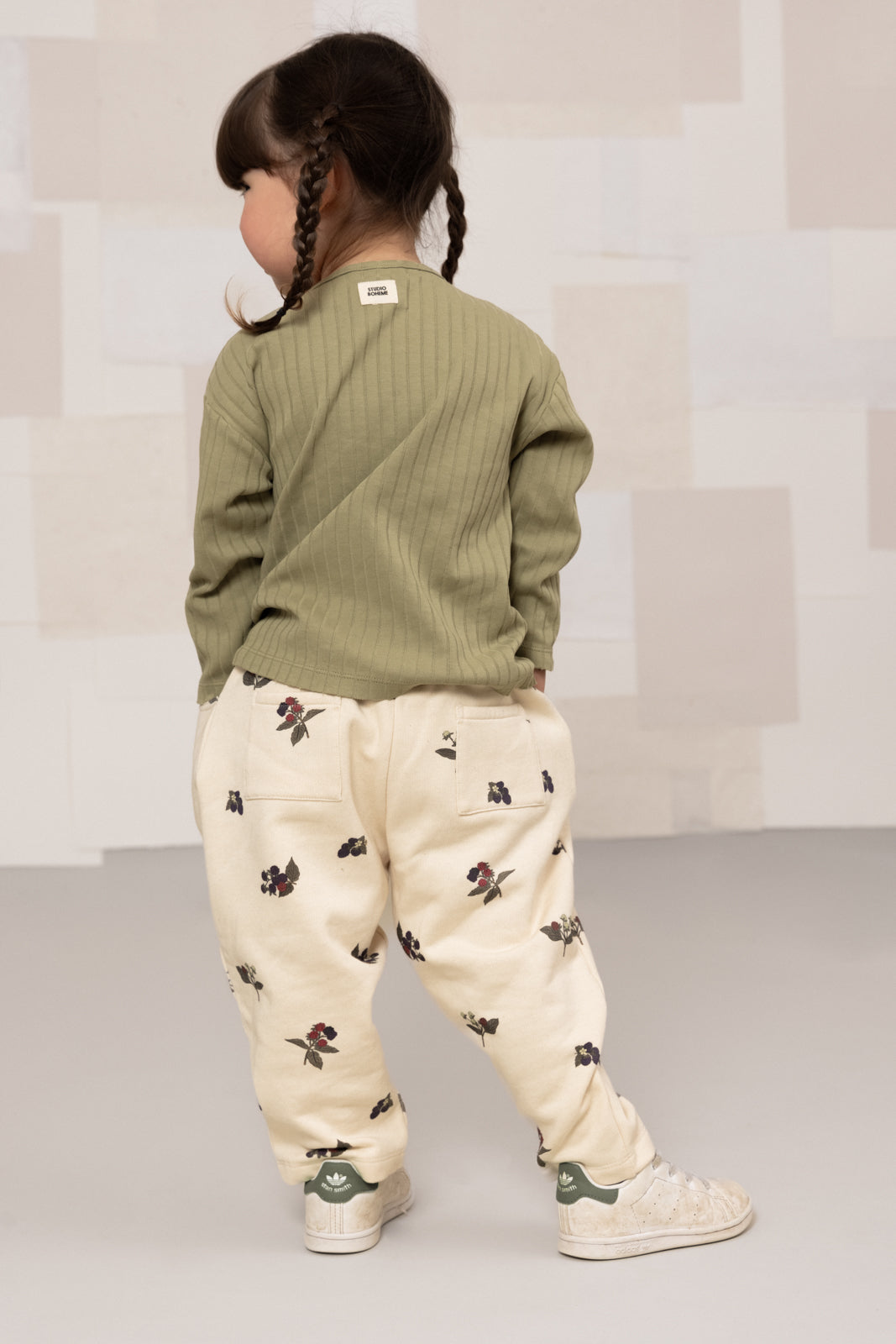 【STUDIO BOHEME】CARROT PANTS - ECRU / BLACKBERRIES